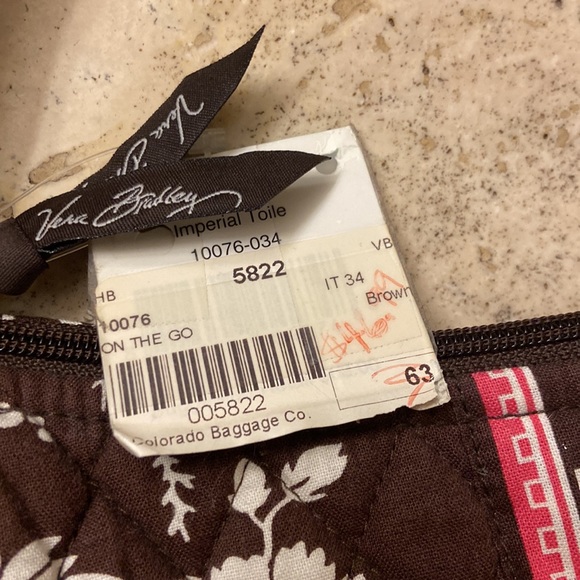 Vera Bradley Imperial Toile Brown and Pink Shoulder Bag with Adjustable Strap - Picture 3 of 7